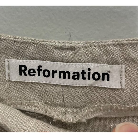 Reformation Beige Linen Wide-Leg Pants Size 6 - Picture 2 of 6